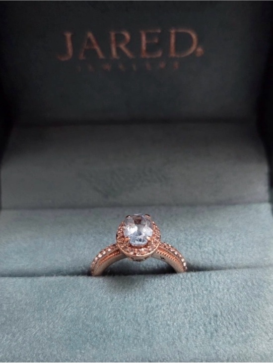 Jared Jewelry - Jared Solid 10K 10Kt Rose Gold oval natural Aquamarine engagement wedding Ring